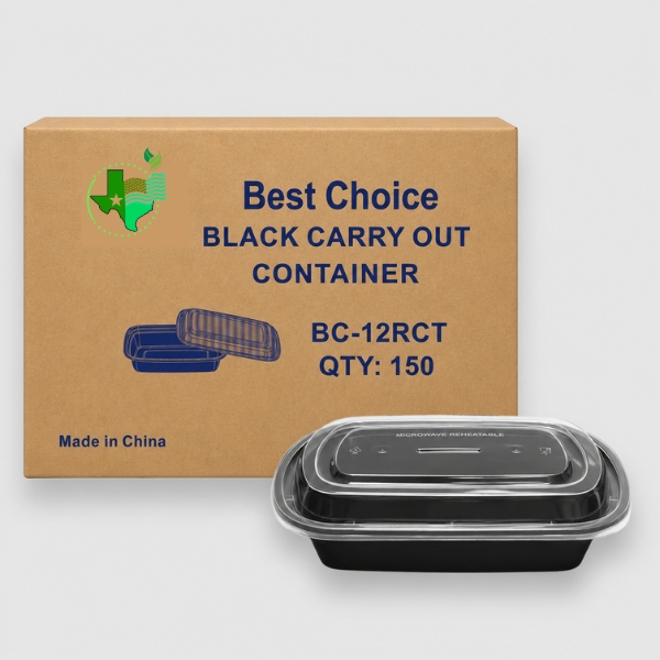 [150ct] Black 12 oz Rectangular Containers